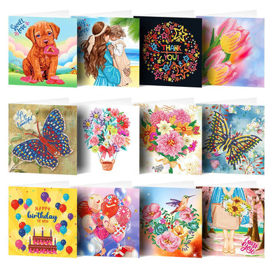 12 pcs Greeting Card Birthday Miss You Flowers Butterfly