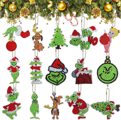 15 Pieces Key Chain Christmas Diamond Art Ornaments Key Chain
