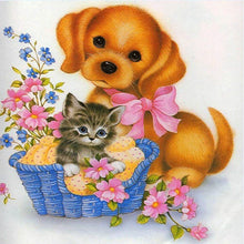 Load image into Gallery viewer, Diamond painting DIY yellow dog and cat diamond embroidery decoration
