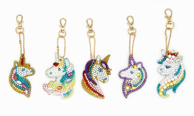 5pcs Unicorn DIY Diamond Painting Keychain Kit ADP8852