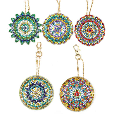 5pcs Mandala DIY Diamond Painting Keychain Kit ADP8859