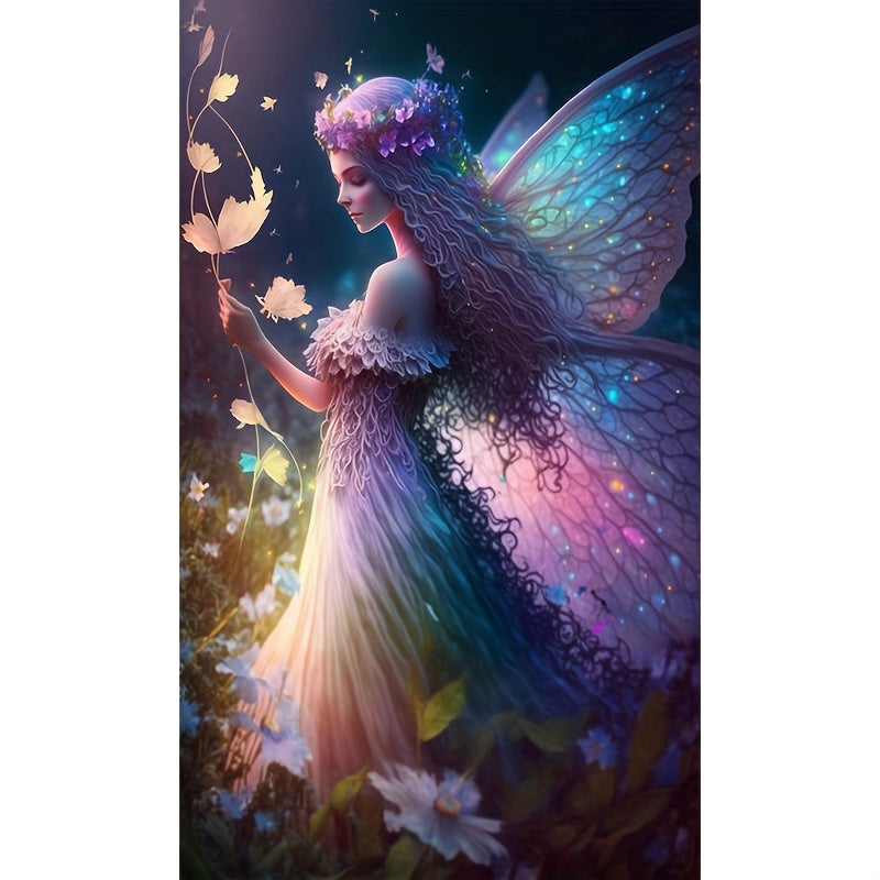 5D DIY Large Size Anime Cartoon Character Fantasy Pink Butterfly Fairy Embroidery Art 40x70cm/15.75x27.56in