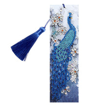 Load image into Gallery viewer, Special Shape Leather Tassel Peacock Bookmark
