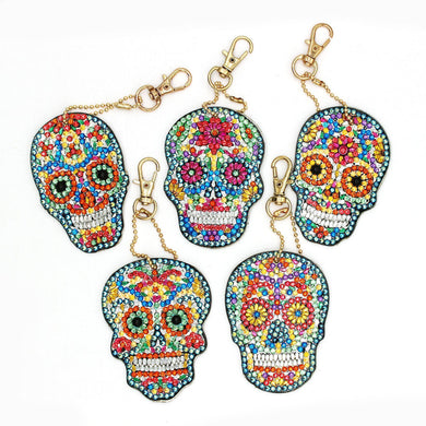 5pcs Skull DIY Diamond Painting Keychain Kit ADP8862