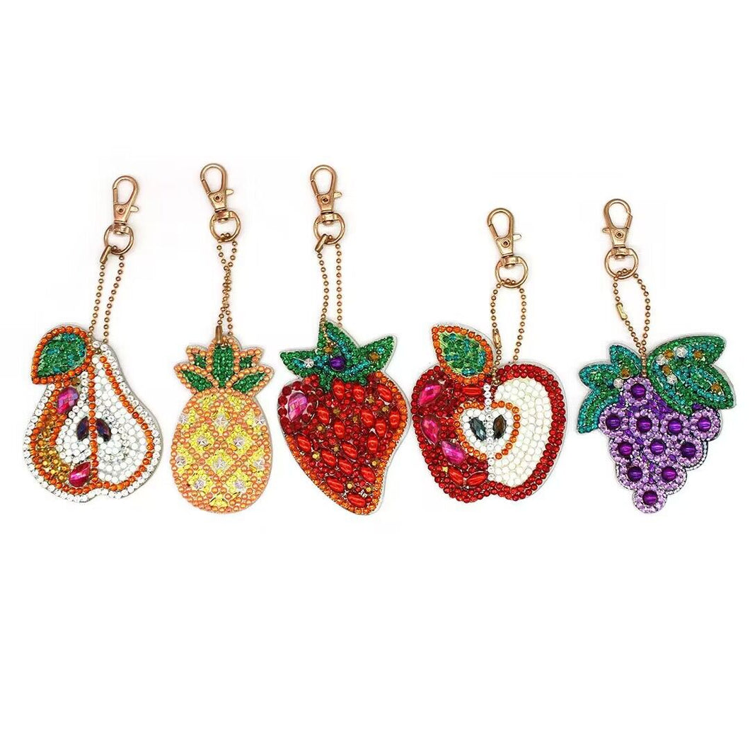 5pcs Fruits DIY Diamond Painting Keychain Kit ADP8864