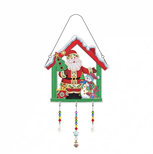 DIY Santa Snowman Diamond Painting Wind Chimes Hanging Home Garden Decoration Ornament