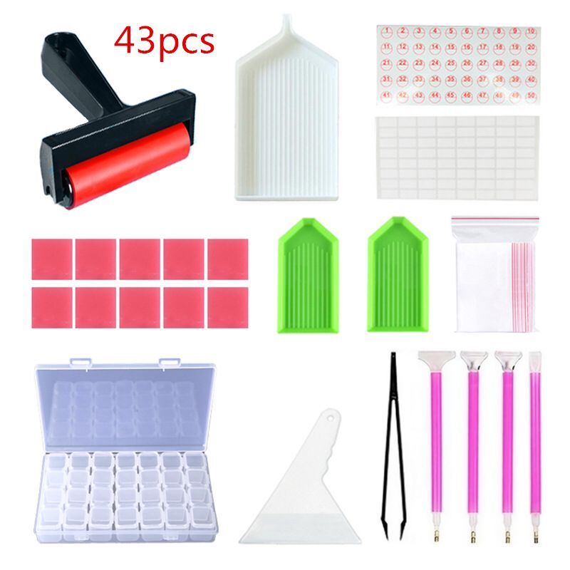 43 pieces 5d diamonds painting tools and accessories kits