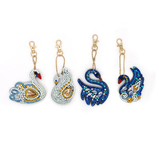 4pcs Swan DIY Diamond Painting Keychain Kit ADP8872