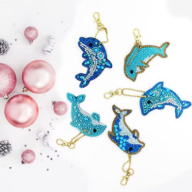 4pcs Dolphin DIY Diamond Painting Keychain Kit ADP8874