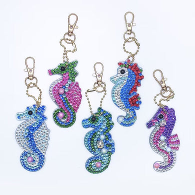 5pcs Hippocampus DIY Diamond Painting Keychain Kit ADP8876