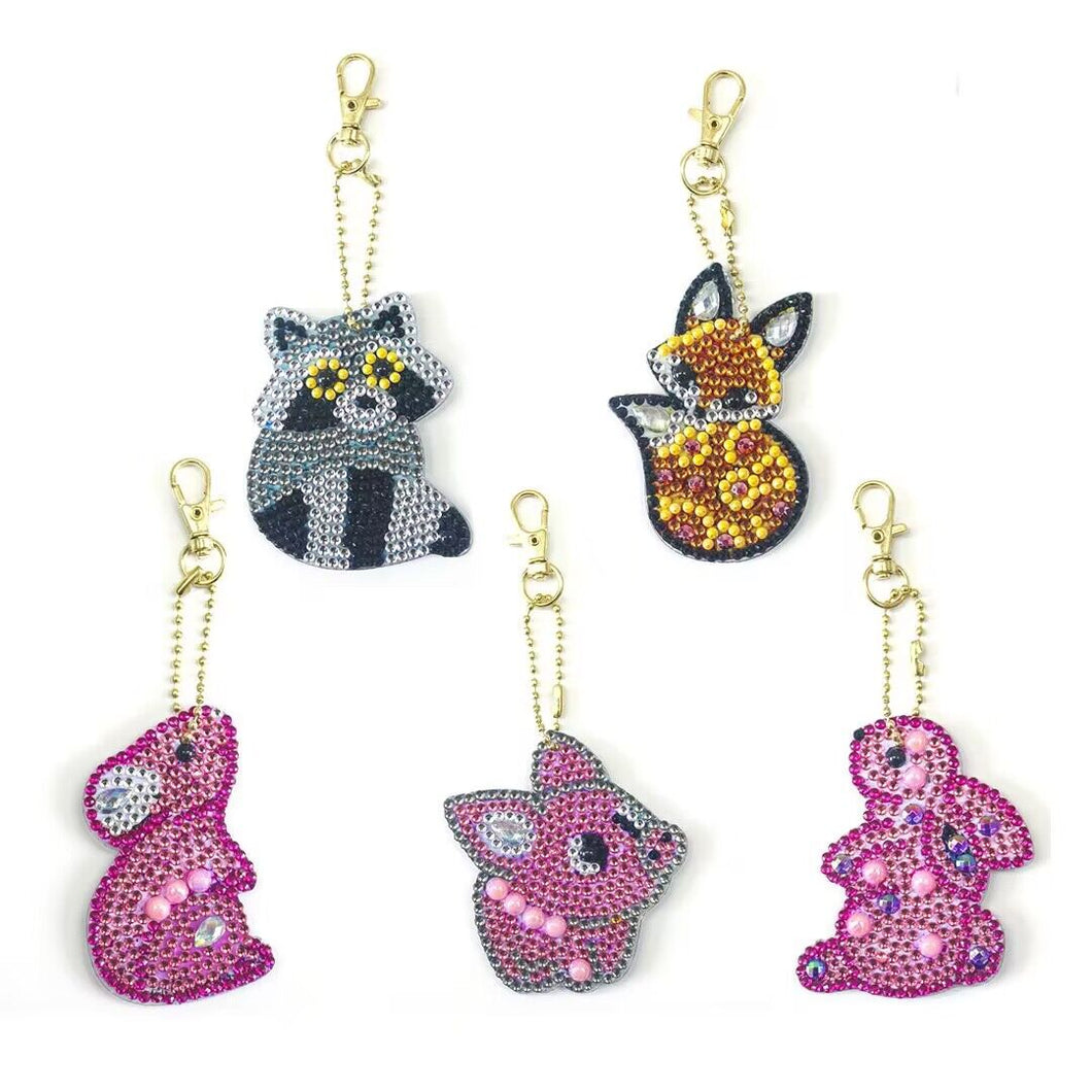 5pcs Rabbit DIY Diamond Painting Keychain Kit ADP8878