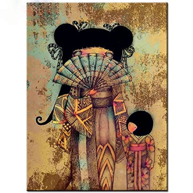 Kimono Doll Japanese Girl Full Square Diamond Art