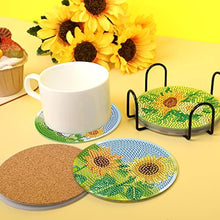 Load image into Gallery viewer, 8 Pieces Sunflower Diamond Painting Coasters DIY Diamond Art Coasters with Holder Cork Pads for Spring
