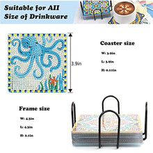 Load image into Gallery viewer, 9 Pieces Marine Sea Life Animal Square Shape Diamond Painting Coaster with Holder
