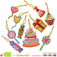 Load image into Gallery viewer, 10 Pieces Christmas Diamond Paint Tree Pendants DIY Christmas Cards Gifts
