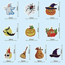 Load image into Gallery viewer, 10 PCS Halloween DIY Pumpkin Bat Ghost Hat Diamond Painting Kits Pendants for Halloween Party
