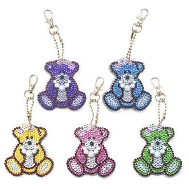 5pcs Teddy Bear DIY Diamond Painting Keychain Kit ADP8879