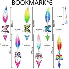 Load image into Gallery viewer, 6 Pieces Diamond Painting Bookmarks Keychains Kit 5D DIY Feather Butterflies Bookmark DIY Craft
