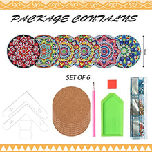 Load image into Gallery viewer, 6 Pieces Mandala Colletions Diamond Painting Coaster with Holder
