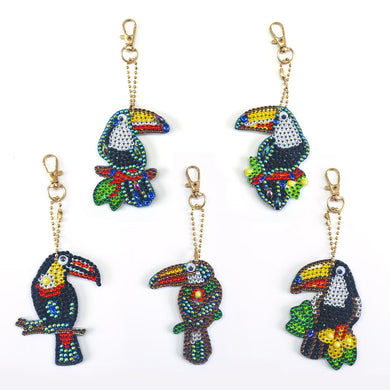 5pcs Parrot DIY Diamond Painting Keychain Kit ADP8882