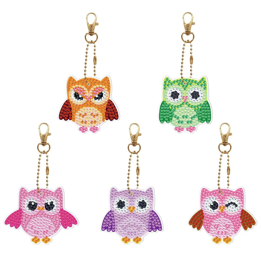 5pcs  Owl DIY Diamond Painting Keychain Kit ADP8886