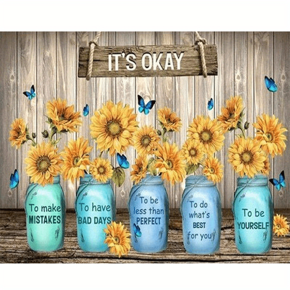 It Is Okay Butterfly Sunflower Vase - 30x40cm