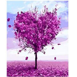 5d Painting Purple Heart Shaped Love Tree