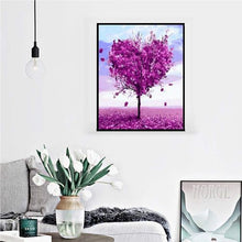 Load image into Gallery viewer, 5d Painting Purple Heart Shaped Love Tree
