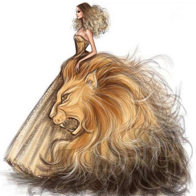 5D Diamond Painting Lion Girl