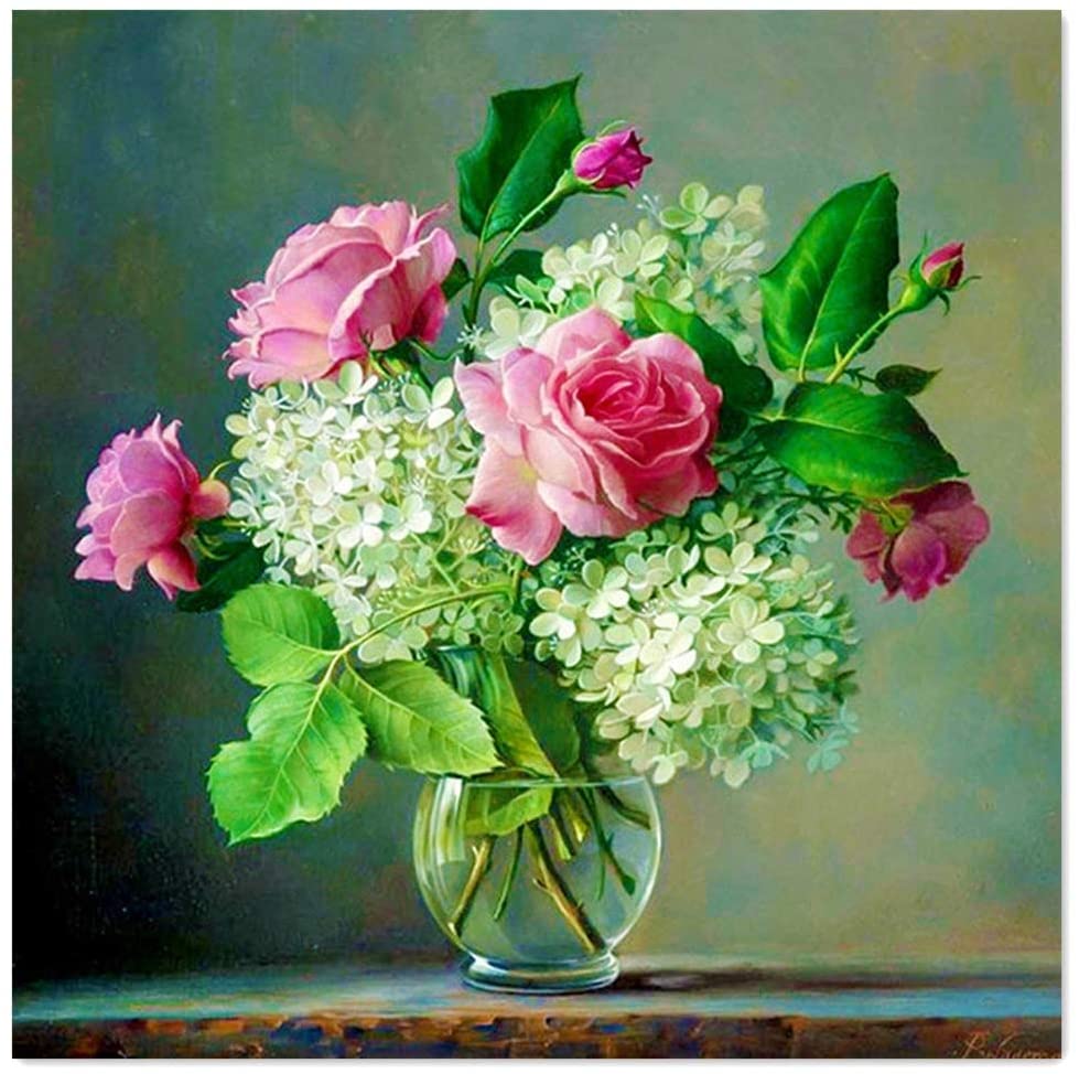 Flowers In A Vase-5D Diamond Painting Kits-30x30cm