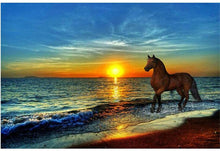 Load image into Gallery viewer, Seaside Horse Sunrise Beach-5D Diamond Painting Kits-40x30cm
