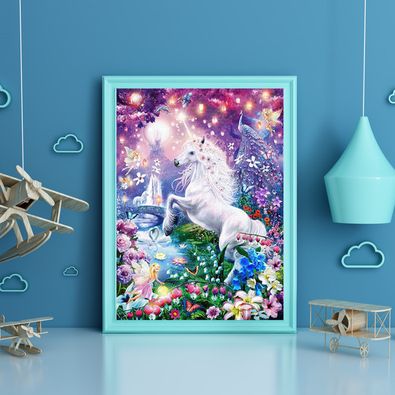 Diamond Painting Fantasy Unicorn Flower Peacock