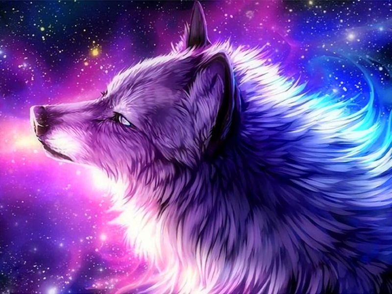Diamond Painting Purple Wolf