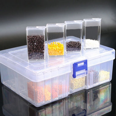 6/10/12/24/44/64/80/126 Grids Divided Storage Box Plastic Diamond Organizer with stickers