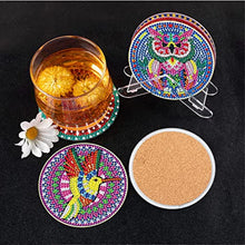 Load image into Gallery viewer, 6 Pieces Mandala Diamond Painting Coaster Bird with Holder
