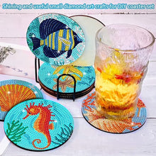 Load image into Gallery viewer, 8 Pcs Diamond Painting Coasters with Holder Ocean Coasters DIY Crafts ADP9482
