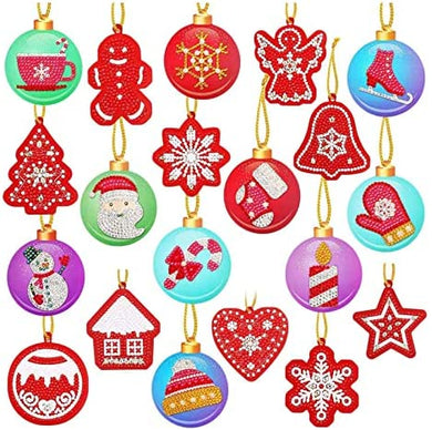 20 Pieces Christmas DIY Tags Keychain Hanging Pendant