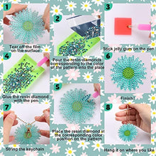 Load image into Gallery viewer, 12 PCS Spring Flowers Diamond Painting Keychains Daisy Sunflower Colorful Flowers
