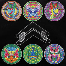 Load image into Gallery viewer, 6 Pieces Mandala Diamond Painting Coaster Bird with Holder
