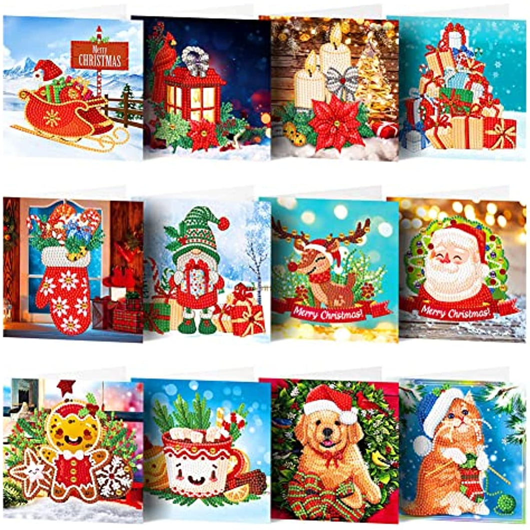 Diamond Painting Ornaments Kits,Cards Diamond Painting Christmas Greeting Cards Holiday Party Cards