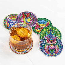 Load image into Gallery viewer, 6 Pieces Mandala Diamond Painting Coaster Bird with Holder
