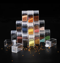 Load image into Gallery viewer, 10/20/30/50Pcs Acrylic Round Square Bottles Diamond Embroidery Storage Box Clear Empty Bottles Bead Containers Holder for Beads Diamond Painting Accessories Storage DIY Craft
