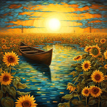 Load image into Gallery viewer, Large Size Sunflower River With Sunrise - 40x40cm
