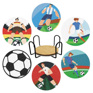 6Pcs Football Soccer DIY Diamond Painting Coasters ADP8809