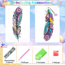 Load image into Gallery viewer, 2 Pieces DIY Diamond Drawing Feather Bookmarks
