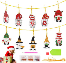 Load image into Gallery viewer, 10 Pieces Christmas Diamond Paint Tree Pendants DIY Christmas Cards Gifts
