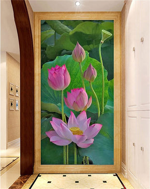 Lotus Flowers Bloom Large Diamond Art Kits 40x80inch