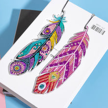 Load image into Gallery viewer, 2 Pieces DIY Diamond Drawing Feather Bookmarks
