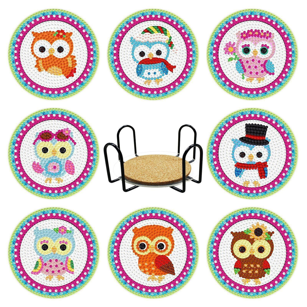 8 Pcs Owls DIY Diamonds Painting Coaster ADP9460