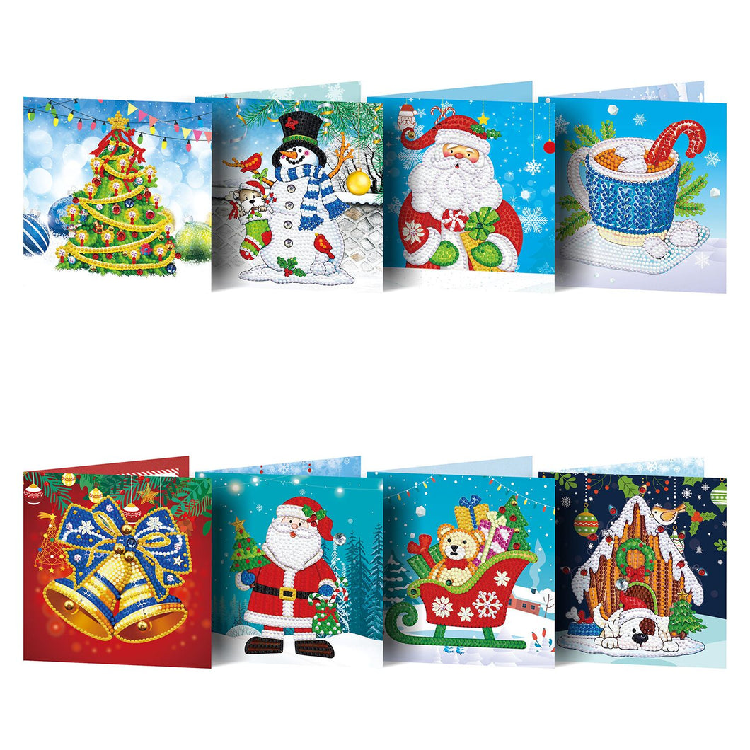 8 pcs Diamond Painting Christmas Chalet Greeting Cards